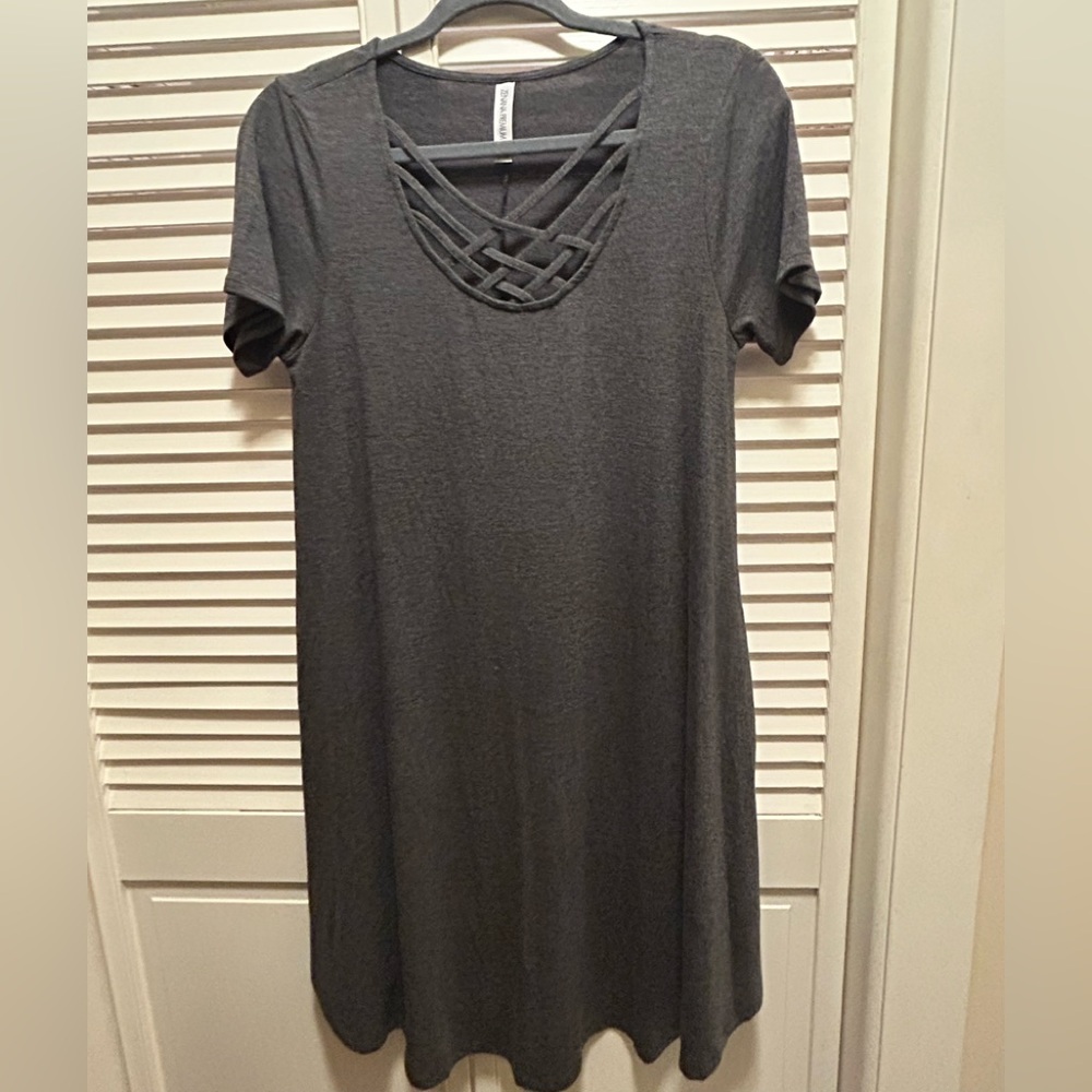 Zenana Premium Charcoal Crisscross Dress